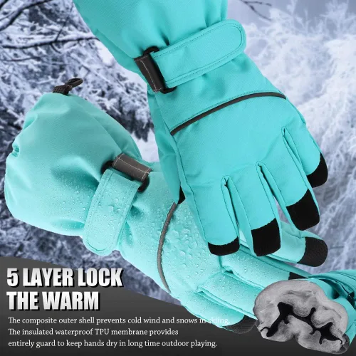 Miniatura 2 de JANGANNSA Guantes de esquí impermeables para niños, guantes de invierno transpirables para niños y niñas, forro Thinsulate, guantes de snowboard