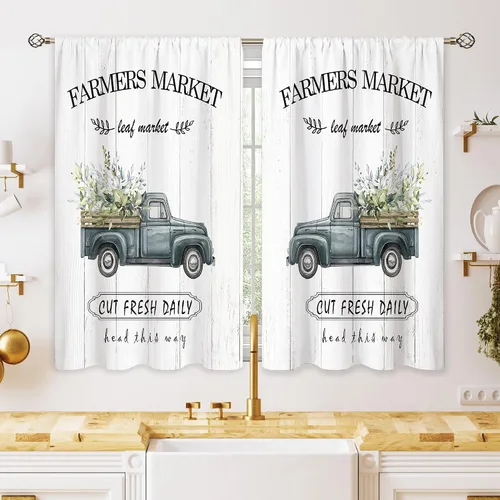 Miniatura 8 de Cortinas de cocina pequeñas de montaña abstracta verde azulado, tratamiento de ventana de montaña, naturaleza, puesta de sol, paisaje, cafetería