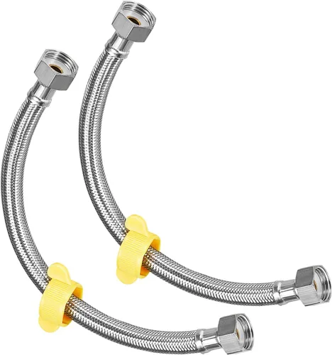 Miniatura 6 de METALLIXITY Conector de línea de suministro de grifo (7.874 in/8 pulgadas), 2 piezas, conector de manguera de suministro de agua 304 hembra G1/2