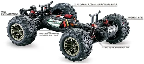 Miniatura 4 de FMT - Autos RC de alta velocidad sin escobillas de 32.3 mi/h 1:16 Control remoto Monster Truck 4WD todo terreno todoterreno 2.4Ghz a prueba