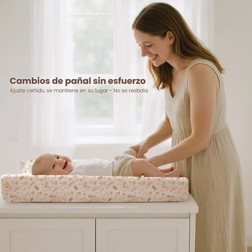 Miniatura 4 de Konssy Paquete de 3 fundas elásticas para cambiador para niña, niño, funda sedosa y suave para mesa de cambio, sábanas transpirables para cambiador