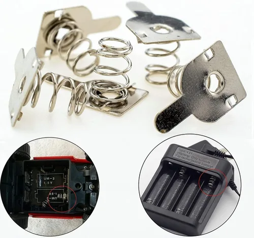 Miniatura 5 de Fielect Placa de resorte de batería AA de 20 piezas AA batería positiva conversión negativa primavera contacto niquelado placa 1.043 inx0.472 in