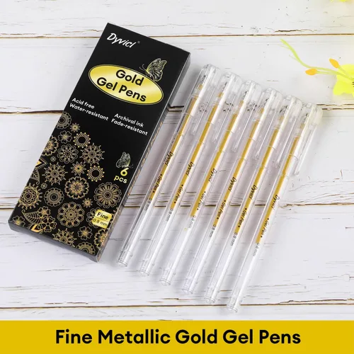 Miniatura 2 de Dyvicl Bolígrafos de gel dorados metálicos, bolígrafos finos de 0.031 in, tinta de gel, bolígrafos de gel metálicos para dibujo de papel negro