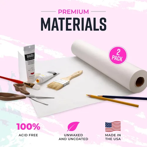 Miniatura 2 de Bryco Goods Rollo de papel kraft – 18 pulgadas x 75 pies (900 pulgadas) – Paquete de 2 – Papel de caballete blanco para dibujar, pintura, artes