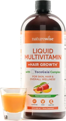 Miniatura 13 de NatureWise Multivitamínico líquido para el crecimiento del cabello para mujeres y hombres + Tocogaia para el crecimiento del cabello