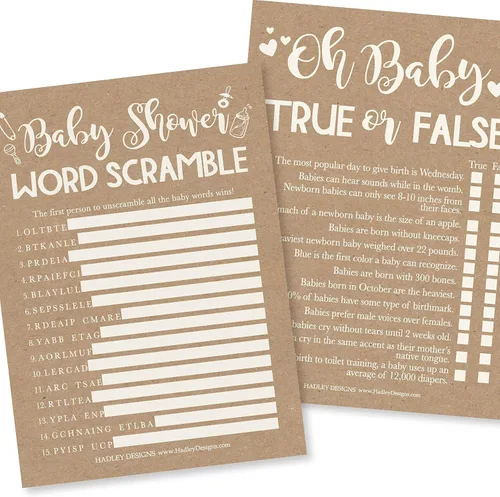 Miniatura 9 de Hadley Designs Juegos de baby shower para 25 invitados – Kraft Whats in Your Purse Baby Shower Game, juegos de baby shower para niños y niñas