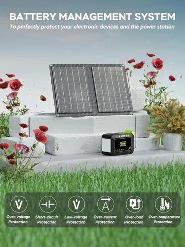 Miniatura 5 de MARBERO Generador solar de 88.8 Wh con panel solar de 21 W incluido estación de energía portátil 80 W 110 V 120 W máximo para acampar al aire libre