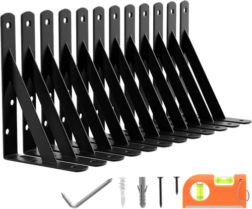 Paquete de 12 soportes de estante resistentes de 7 pulgadas, soporte de pared flotante grande para estantes de almacenamiento de garaje, acabado con