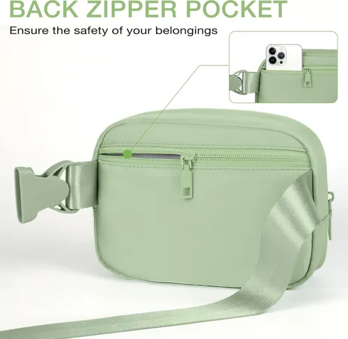 Miniatura 4 de SOVICO Riñonera de moda para mujer, riñonera con correa ajustable, riñonera para viajes, entrenamiento, correr, senderismo, B5. Verde, Riñonera