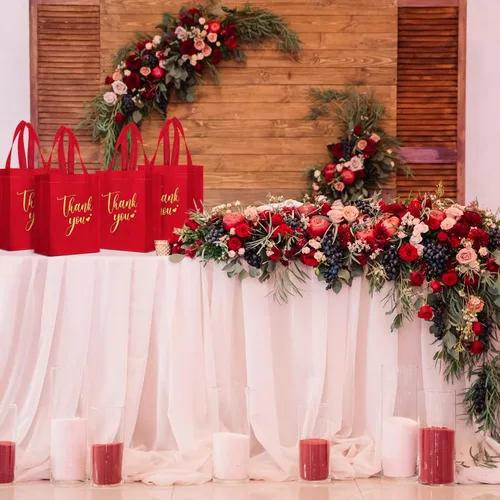 Miniatura 6 de Sweetude 30 Bolsas de Regalo de Agradecimiento con Asas al Por Mayor Reutilizables Bolsa de Dulces No Tejida Plegable Bolso de Mano para Regalos