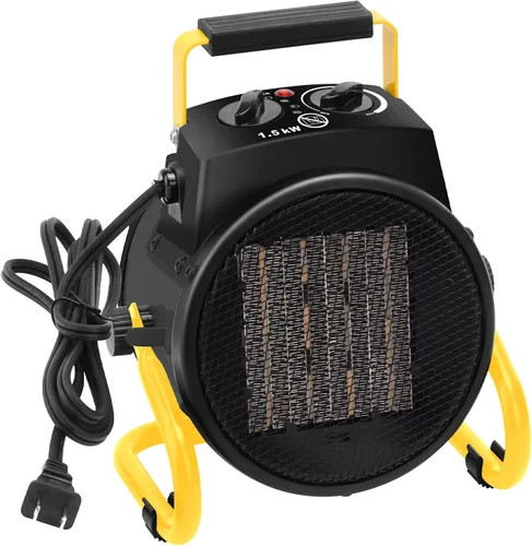 Calentadores al aire libre para patio, calentador eléctrico de garaje de 1500 W con protección contra sobrecalentamiento, calentamiento rápido en 3