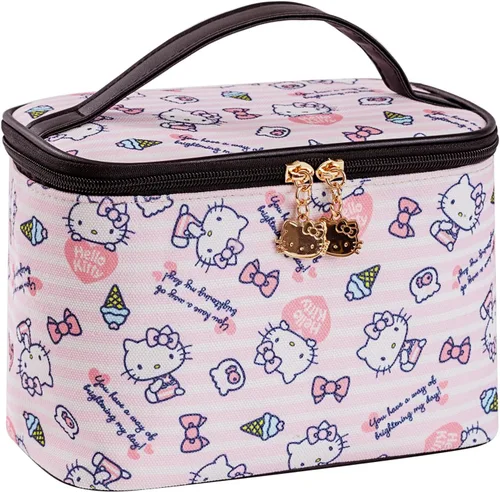 Miniatura 15 de AmBealla Bolsa de maquillaje grande impermeable con soporte para brochas de maquillaje, lindo organizador de maquillaje impreso para mujeres que