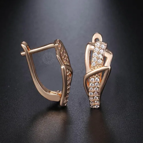 Miniatura 6 de 2024 New 585 Rose Gold Color Earrings For Women Girls Hollow Flower Pattern Luxury Wedding Earring Fashion Jewelry Valentines Gifts Fashion