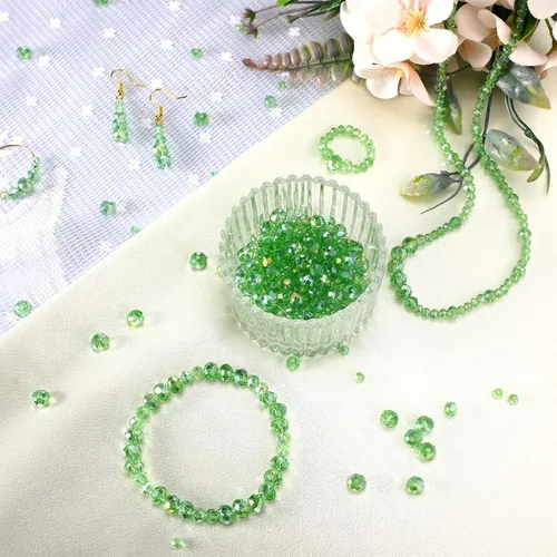 Miniatura 2 de WILLBOND 600 cuentas de cristal para hacer joyas, atrapasoles a granel, piedras preciosas sueltas para el día de San Valentín, vacaciones Verde