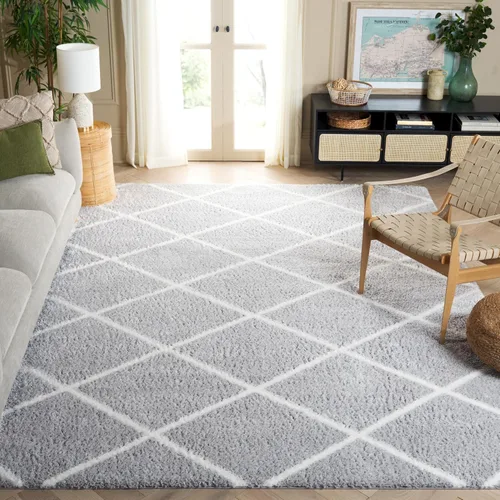 Miniatura 40 de SAFAVIEH Tahoe Shag Collection - Alfombra para pasillo, 2 x 9 pies, diseño de enrejado, no desprende pelusa y de fácil cuidado, 1.2 pulgadas