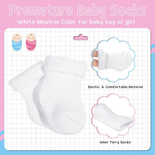 Miniatura 5 de Janmercy 20 Pair Preemie Socks Baby Boy Girls Newborn Premature Terry Cotton Socks for Unisex Baby