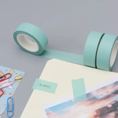 Miniatura 5 de NatSumeBasics Cinta Washi Pastel Verde Menta Sólido, 2 unidades de 32 pies, cinta adhesiva decorativa autoadhesiva para decoración de embalajes