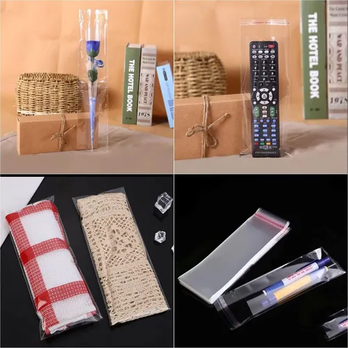 Miniatura 7 de Doutop Bolsas autoadhesivas para violonchelo de 3 x 12 pulgadas, 200 piezas largas autoadhesivas OPP, bolsas de celofán transparentes de 2 mil