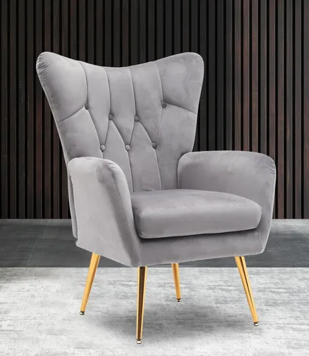 Miniatura 3 de Container Furniture Direct Silla moderna y elegante de mediados de siglo con respaldo de terciopelo para sala de estar, dormitorio u oficina