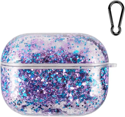 Miniatura 12 de Funda transparente compatible con AirPods 1 y 2, hermoso diseño de lazo colorido con pulsera de perlas de lujo, ultrafina, funda protectora de RosaA