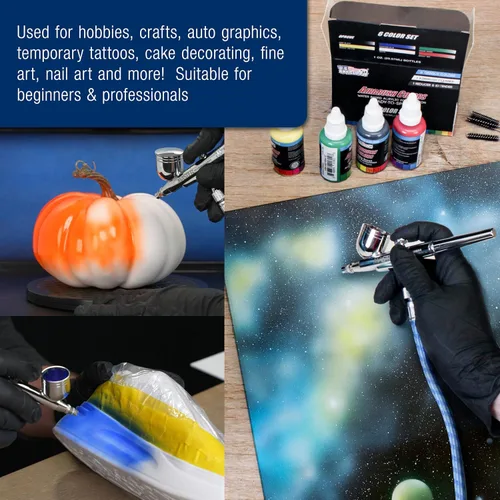 Miniatura 8 de Master Airbrush Cool Runner II Kit de cepillo de aire con compresor de aire doble ventilador, juego de aerógrafo de alimentación por gravedad