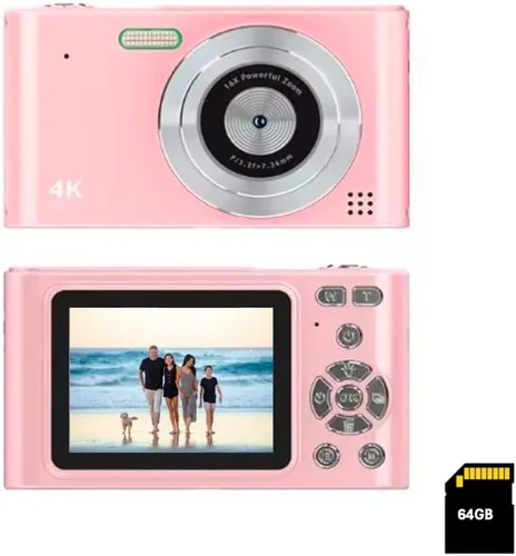 Miniatura 8 de Cámara digital de bolsillo con zoom de 16X, memoria de 64 GB, FHD 1080P, antivibración, cámara compacta pequeña, regalo para niños y niñas (negro)