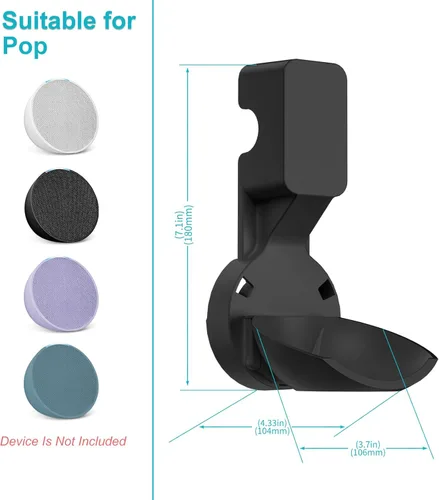 Miniatura 2 de ZUOLACO Wall Mount Holder for Echo Pop, Outlet Hanger Stand for Echo Pop, Built-in Cable Management, Black