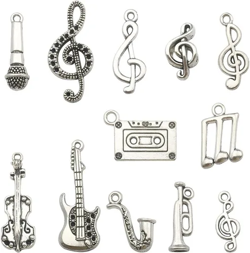 Miniatura 9 de Youdiyla Colección de 100 dijes de flores de árbol de plata, mini dijes pequeños de metal, suministros para manualidades para collar y pulsera
