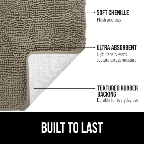 Miniatura 87 de Gorilla Grip - Tapete de baño de felpilla gruesa, suave y absorbente, secado rápido, de microfibra, con reverso de caucho, para piso de ducha, Nube
