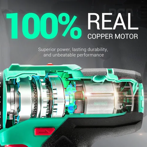 Miniatura 7 de DCA Juego de taladro percutor inalámbrico de 20 V, par de torsión de 354 pulgadas-libras, portabrocas sin llave de 1/2 pulgada, 22500 RPM, 2