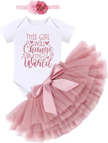 Conjunto de ropa brillante para recién nacidas para niñas recién nacidas, mameluco de princesa + falda tutú + diadema de flores para sesión de fotos