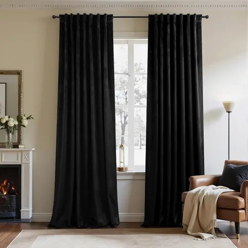 Miniatura 30 de Cortinas de terciopelo opacas para oscurecer la habitación de 63 pulgadas de largo para sala de estar, comedor, 2 paneles, privacidad pesada