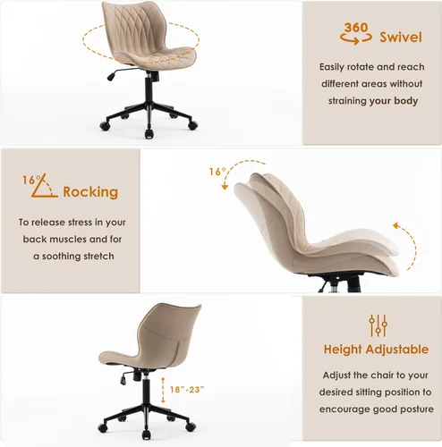 Miniatura 4 de YOUNUOKE Silla de escritorio sin brazos, cómoda silla de oficina con ruedas, silla ergonómica para el hogar, sillas ajustables para computadora