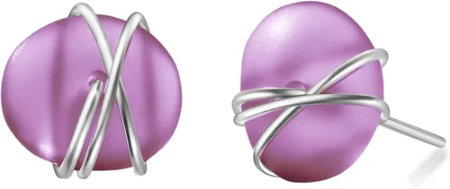 Miniatura 16 de Aretes de Cristal de Mar S990 Plata Esterlina Hipoalergénicos Hechos a Mano con Poste Aretes de Cristal de Playa Joyería Artesanal de Declaración