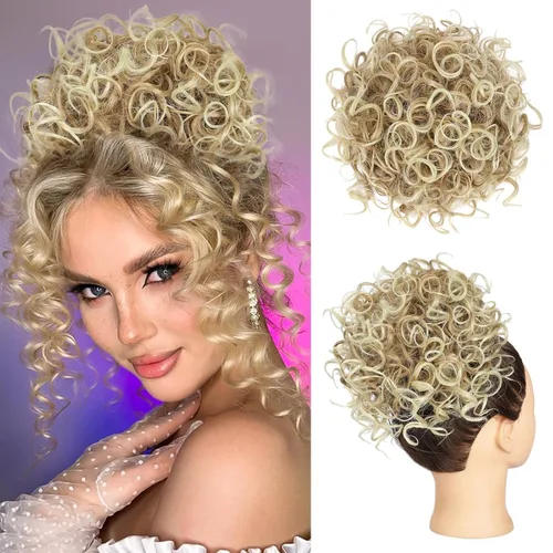Miniatura 15 de Lommel Pieza de cabello desordenado, moño rizado, ondulado suelto, pieza de cabello con cordón elástico, moño desordenado, extensión de cola