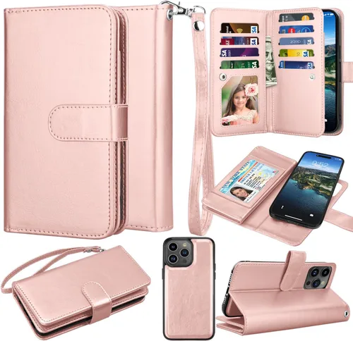 Miniatura 8 de Funda tipo cartera para iPhone 15 Pro, funda para iPhone 15 Pro, funda de piel sintética con soporte para tarjetas de crédito