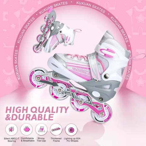 Miniatura 5 de Kuxuan Skates Inline Skates Adjustable for Kids,Girls Skates with All Wheels Light up,Fun Illuminating for Girls and Ladies