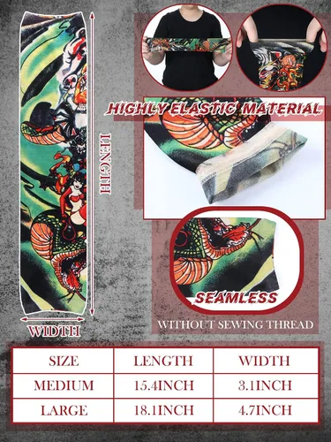 Miniatura 10 de Boao 20 piezas de mangas de brazo de enfriamiento para hombre, manga larga sin dedos, antideslizante, protección UV, mangas temporales para tatuajes