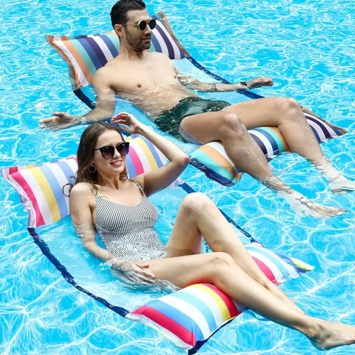 FindUWill Hamaca flotante de tela para piscina, XL, paquete de 2 flotadores inflables multiusos para hamacas de agua (silla, silla, hamaca, ARCO