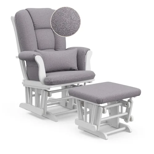 Miniatura 14 de Storkcraft Tuscany - Mecedora y otomana personalizada con almohada lumbar gratis (remolino blanco y gris pizarra) – Silla mecedora cómoda tapizada