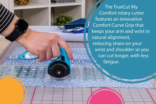 Miniatura 6 de TrueCut My Comfort - Cortador giratorio ergonómico de 1.772 pulgadas para tela, acolchado, costura, manualidades, zurdo o diestro, regla de guía