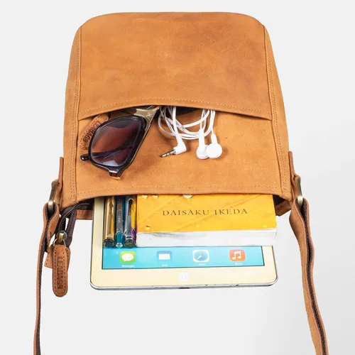Miniatura 7 de LEABAGS Bolso bandolera de cuero - Bolso vintage de cuero genuino de búfalo - Bolso de mensajero de hombro para hombres y mujeres Maletín Milano