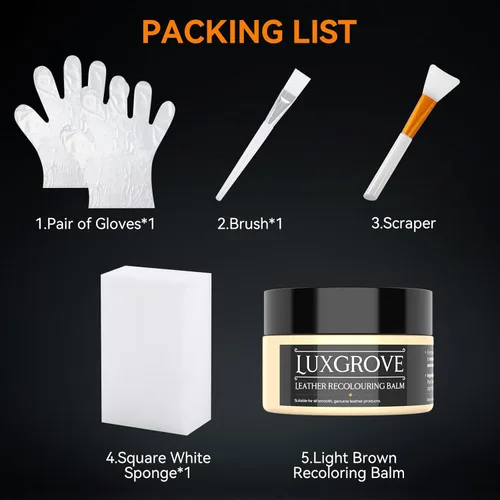 Miniatura 6 de LUXGROVE® Bálsamo recolorante de cuero beige, kit de reparación de cuero para muebles de vinilo, pintura de tinte de cuero para sofás de cuero