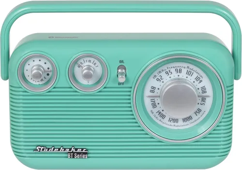 Miniatura 3 de Studebaker SB2003BT Bluetooth Retro Radio AM/FM portátil con CA o operación de batería (verde azulado)