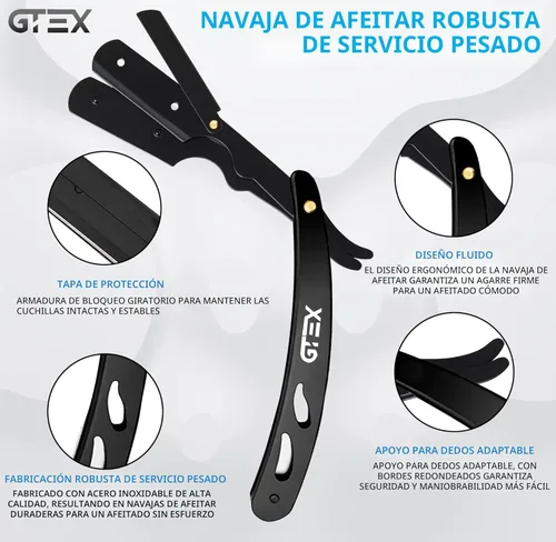 Miniatura 3 de Navajas rectas para hombres 100 Hojas de afeitar GTEX para barbero - 2 Navajas profesionales de una sola hoja para hombres Navajas para barbero
