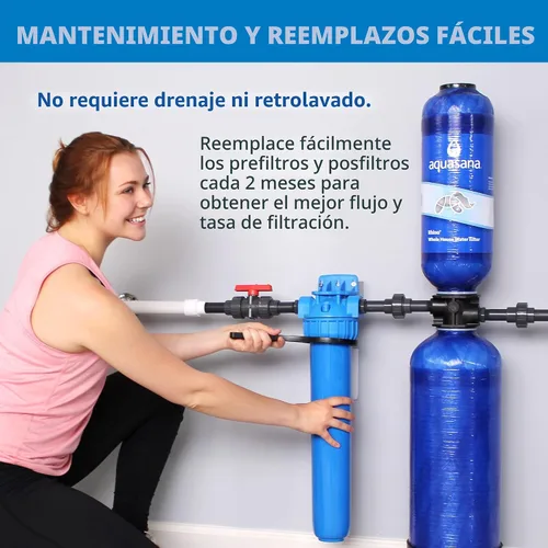 Miniatura 6 de Sistema de filtración de agua Aquasana Chloramines para toda la casa, Azul, EQ-1000-AMZN