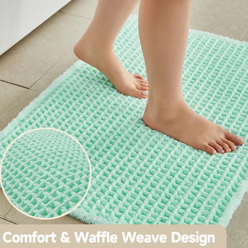 Miniatura 3 de TYUU Tapete de baño estilo gofre, tapete de baño bohemio, antideslizante, lavable, súper absorbente, de secado rápido, bonito tapete de baño