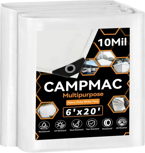 Miniatura 15 de Lonas negras resistentes e impermeables de 4x6, 12 mil de grosor, alta durabilidad, resistentes a rasgaduras y roturas con ojales de metal cada 20