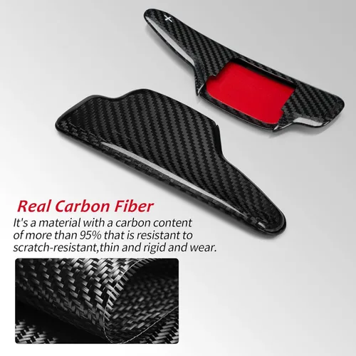 Miniatura 2 de Fibra de Carbono auténtica, palanca de cambios compatible con Corvette C8 Z51 Z06 2020-2025, palanca de cambios de fibra de carbono para volante