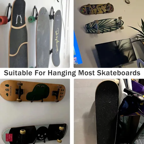 Miniatura 2 de Soporte de pared mejorado para monopatín, soporte de pared para monopatín y longboard, soportes para patineta alargar